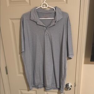 Men's Striped Polo Shirt - Blue and White
